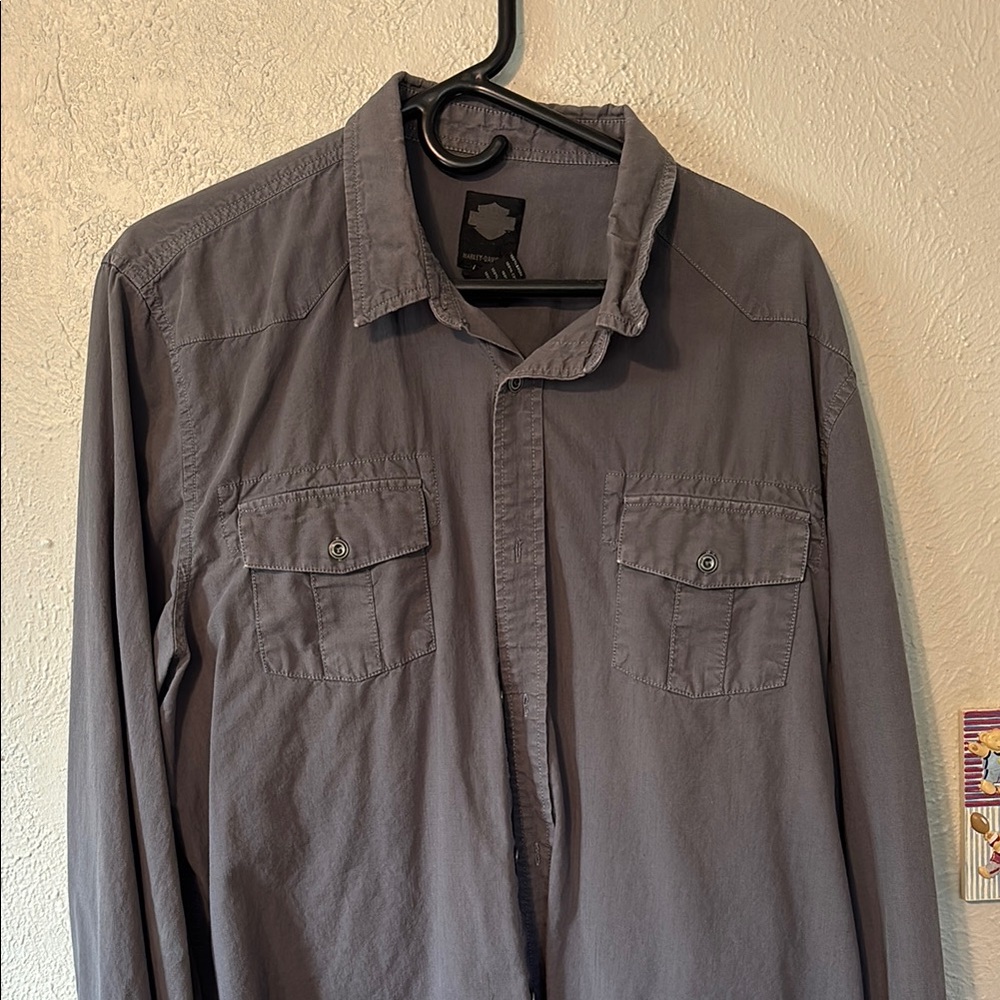 Harley-Davidson Gray Casual Shirt with Collared Neckline